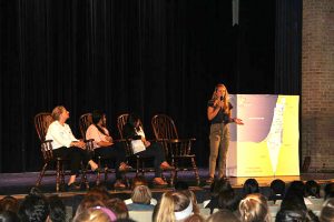 ENLIGHTENED Shirit Milikovski from Sderot, Israel shares her story at the Creativity for Peace assembly. Photo by Catherine Jiang