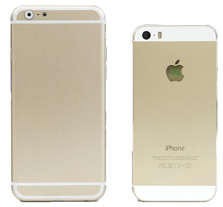 The new iPhone 6 in comparison to the iPhone 5S.