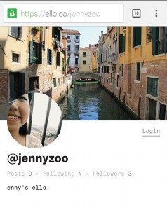 AD-FREE  Sophomore Jenny Zhu uses her Ello account to post pictures and keep up with friends , without the distraction of advertisements. 