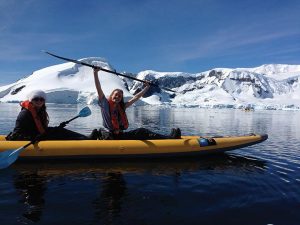 ICE, ICE BABY McManemin kayaks through the icy Antarctic waters with her older sister, Ryan McManemin 