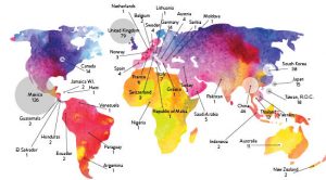  ALUMNAE TAKE ON THE GLOBE Numbers represent number of alumnae living in each country. GRAPHIC BY MANISH RATAKONDA