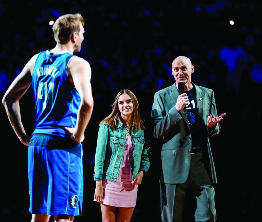 Abby attends a Maverick’s game with her father last season.
