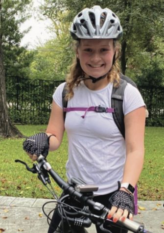 Coleman prepares in the morning before starting her 11-mile bike ride to school. She rides her bike to school and back on Tuesdays and Thursdays. photo courtesy of Kimberly Coleman.