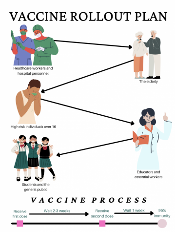 A guide to understanding the process of vaccine rollout in the United States. infographic by Zoya Haq