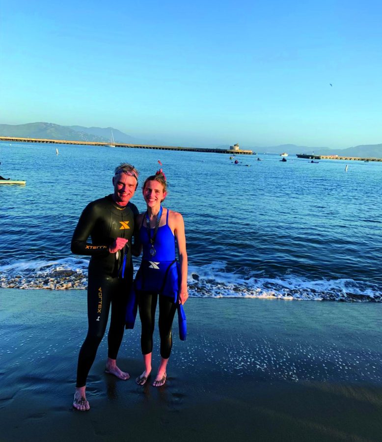 Lola Isom and her father swam from Alcatraz to shore together.