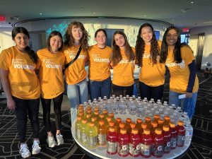 Moments before the event, Hockaday students take a picture in the Reunion Tower.