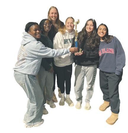 The Laywell/Mosely junior advisory poses with the Lip Sync battle first place trophy. They were awarded the win after a finale face-off at the end of the day.