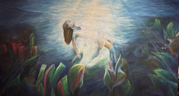 Painting by Claudia Li'29 that depicts the hope of the future for those going through grief. 