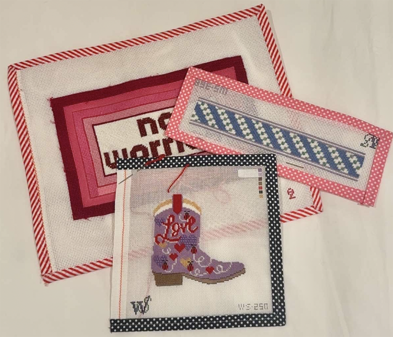 Blumenthal’s needlepoint projects