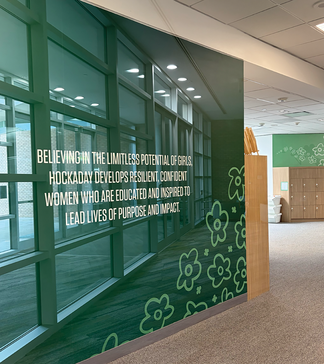 Hockaday mission shown on wall at the entrance of lower school